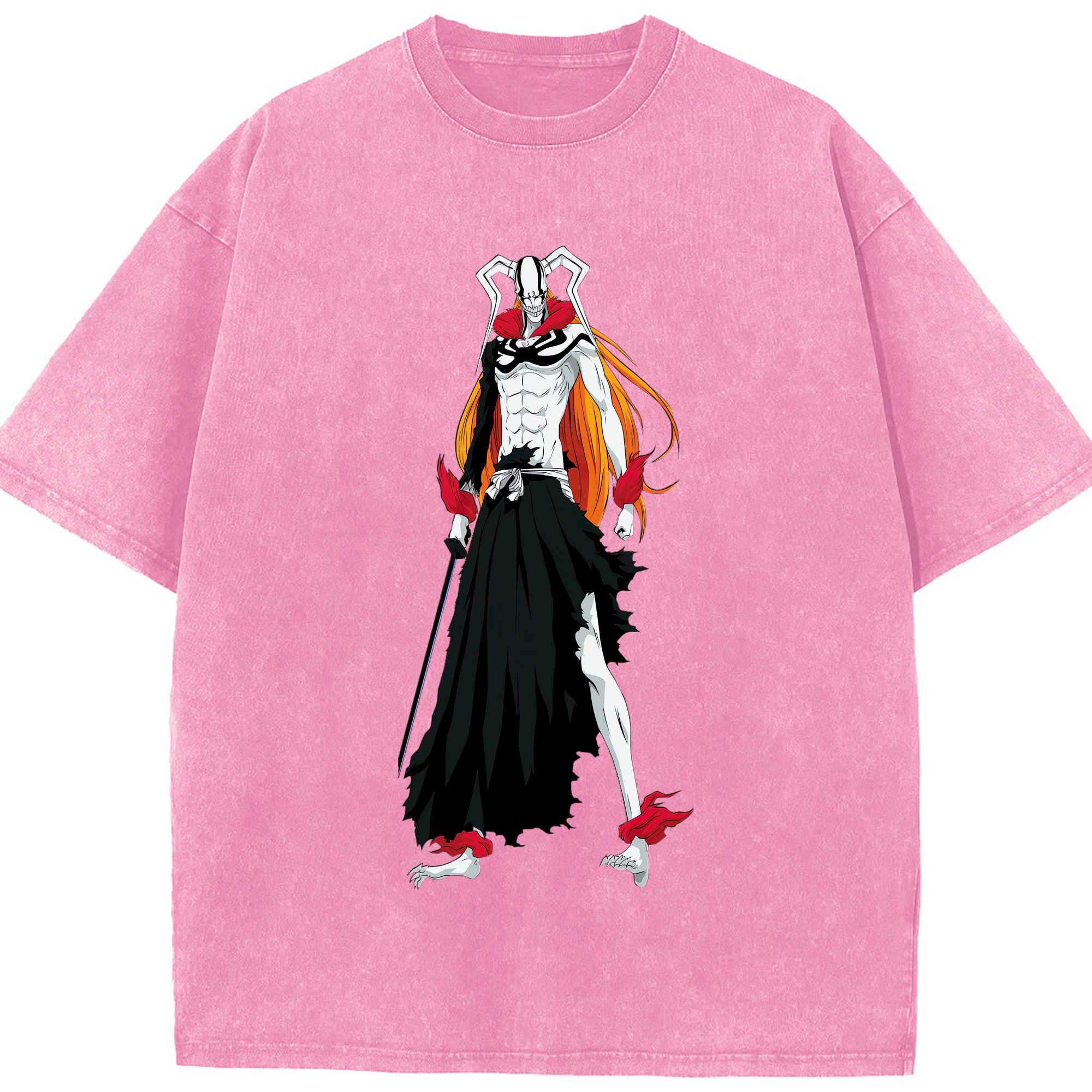 （画像用） ブリーチ 黒崎一護（くろさき いちご）BLEACH Kurosaki Ichigo 綿100% ヴィンテージ風 半袖Tシャツ（フロントプリント）